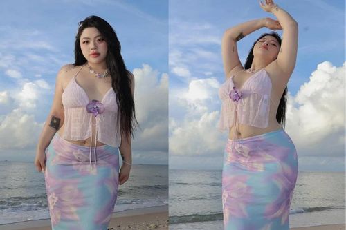 'Hot girl ngoại cỡ' Lâm Đồng tự tin khoe dáng bên bờ biển