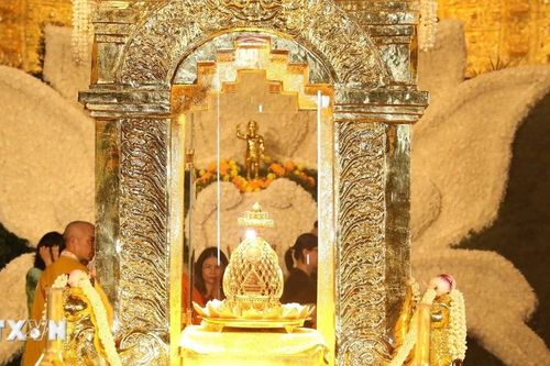Đông đảo người dân và tín đồ Phật tử chiêm bái xá lợi Đức Phật tại chùa Bái Đính