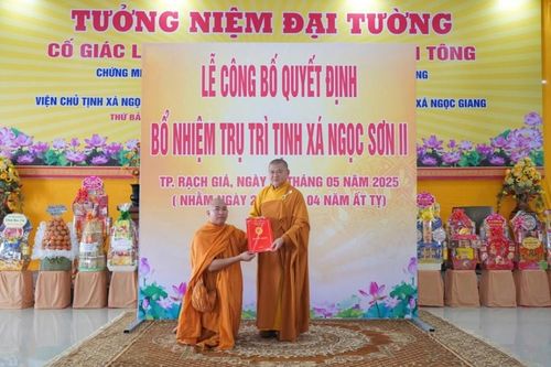 Kiên Giang: Bổ nhiệm Đại đức Thích Minh Kính làm trụ trì tịnh xá Ngọc Sơn II