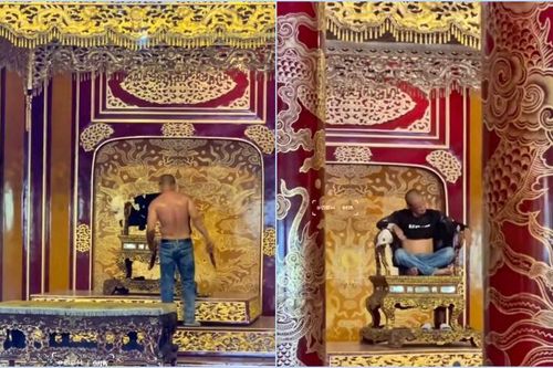 Cộng đồng bức xúc vì hình ảnh một du khách đập phá ngai vàng trong điện Thái Hòa