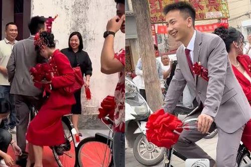 Cặp đôi gây sốt mạng xã hội khi dùng xe đạp đón dâu trong ngày cưới
