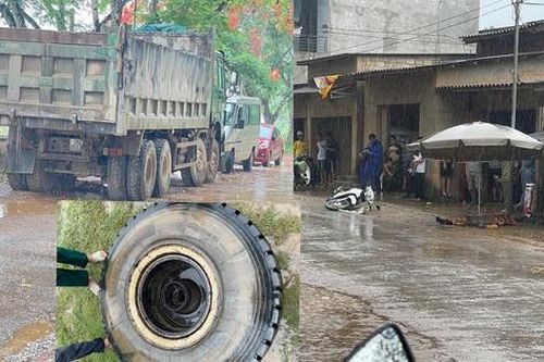 Xe tải đang chạy văng bánh vào người đi xe máy, một người tử vong