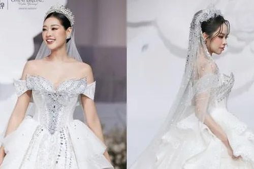 Hoa hậu Thanh Thủy - Khánh Vân diện váy cưới, làm vedette tại show thời trang
