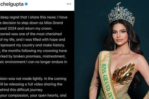 NÓNG: Đương kim Miss Grand International 2024 Rachel Gupta từ bỏ vương miện