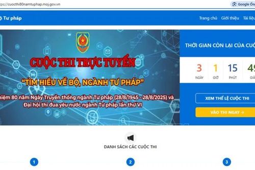 Bộ Tư pháp tổ chức cuộc thi trực tuyến 'Tìm hiểu về Bộ, ngành tư pháp'