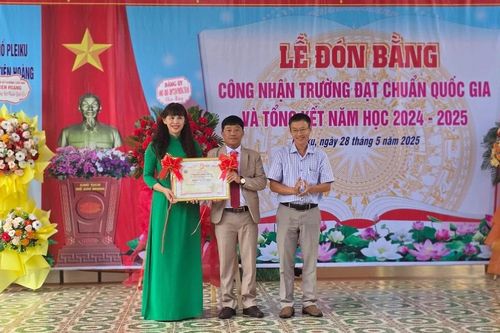 Pleiku: Trường Tiểu học Đinh Tiên Hoàng đón bằng công nhận đạt chuẩn quốc gia mức độ 1
