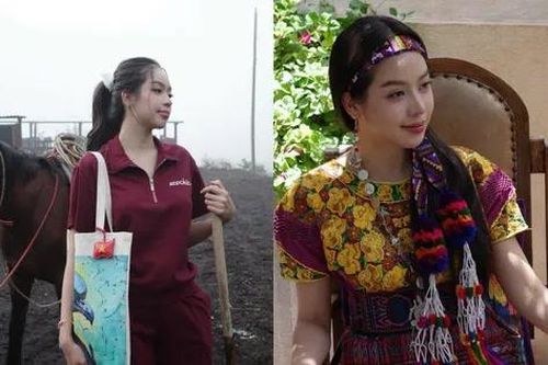 Hoa hậu Thanh Thủy diện trang phục truyền thống Guatemala, cưỡi ngựa thăm núi lửa