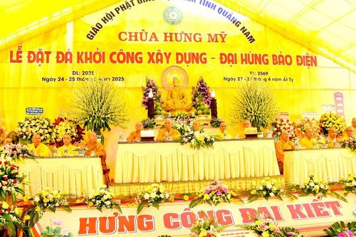 Quảng Nam: Lễ đặt đá khởi công xây dựng đại hùng bảo điện chùa Hưng Mỹ