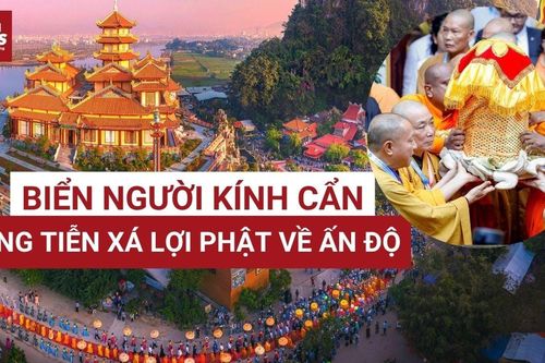 Biển người cung tiễn xá lợi Đức Phật từ chùa Quán Thế Âm về Ấn Độ