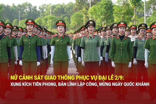 Nữ Cảnh sát giao thông tập luyện cho đại lễ 2/9: Xung kích tiên phong, bản lĩnh lập công, mừng ngày Quốc khánh