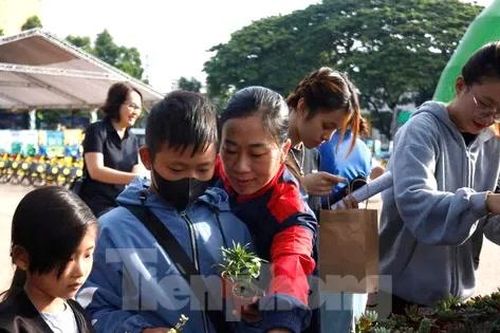 Náo nức đổi pin, chai nhựa lấy cây xanh
