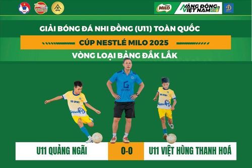 U11 Việt Hùng Thanh Hóa chia điểm tiếc nuối trước U11 Quảng Ngãi