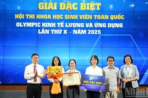 Nhóm thí sinh Trường đại học Kinh tế giành giải Đặc biệt cuộc thi kinh tế lượng ứng dụng