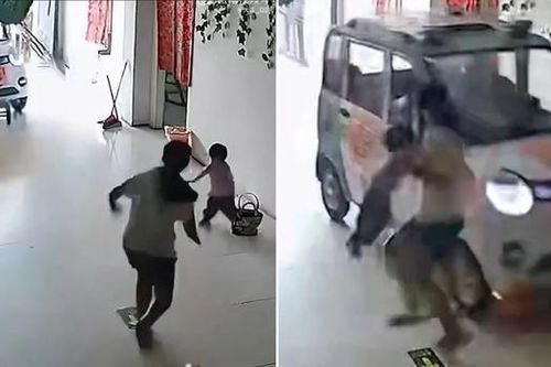 Bé gái 11 tuổi cứu em khỏi tai nạn xe lăn điện đâm vỡ cửa kính, lao vào nhà hàng