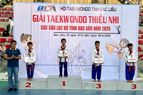Hơn 200 võ sinh tranh tài Giải Taekwondo thiếu nhi các CLB tỉnh Bạc Liêu năm 2025