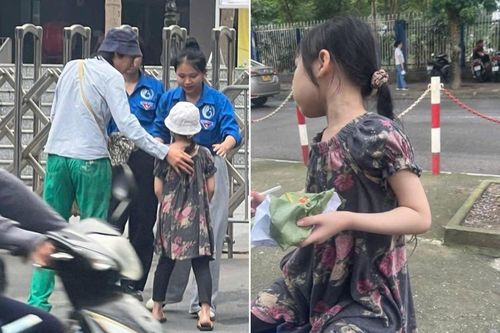 Em gái lớp 2 ngồi cổng trường thi đợi anh trai gây sốt mạng