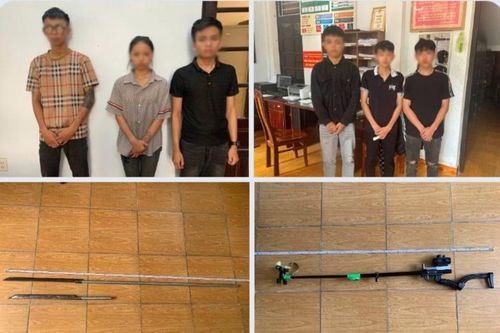Tạm giữ 6 thanh thiếu niên dùng súng ná cao su, dao tự chế hỗn chiến
