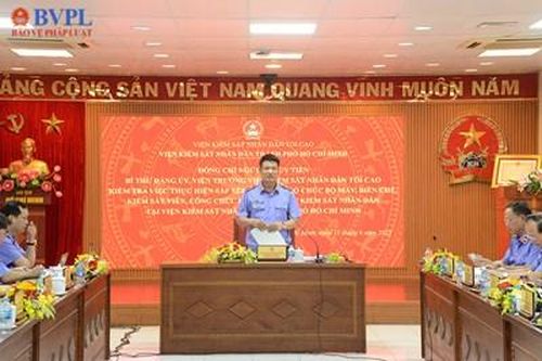 Viện trưởng Nguyễn Huy Tiến kiểm tra công tác sắp xếp, tinh gọn tổ chức bộ máy tại VKSND TP Hồ Chí Minh