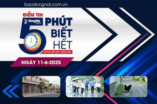 Điểm tin '5 phút biết hết' sáng 11-6: 5 phường, xã nào được Đồng Nai 'chốt' vận hành thử nghiệm từ ngày 13-6?