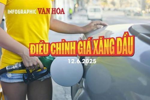 (Infographic) Điều chỉnh giá xăng dầu ngày 12.6.2025: Xăng dầu đồng loạt tăng