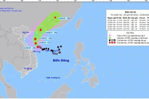 Bão số 1 di chuyển cách đảo Hải Nam (Trung Quốc) khoảng 140km về phía nam