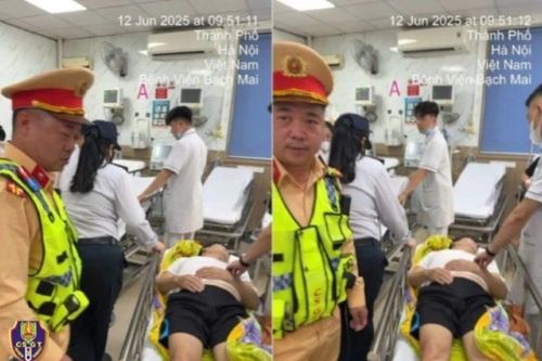 Cảnh sát giao thông kịp thời đưa người bị đột quỵ đi cấp cứu