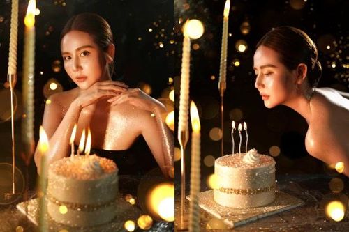 Huyền Lizzie mừng tuổi 35 bằng bộ ảnh dát vàng cực 'bling'