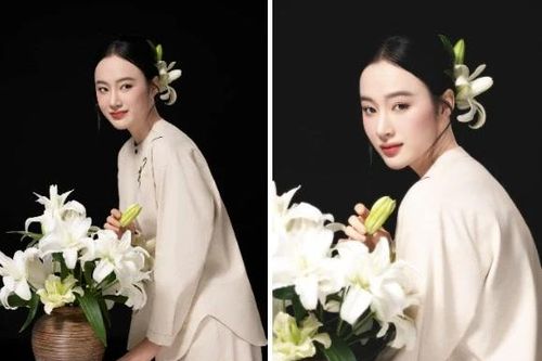 Angela Phương Trinh gây chú ý tạo dáng bên hoa loa kèn