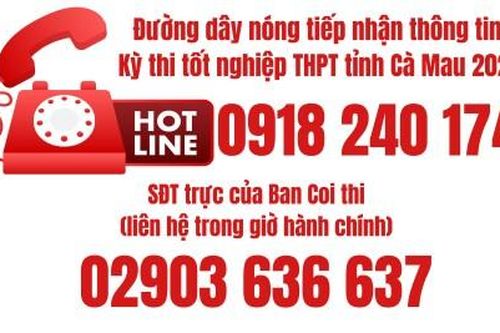 Thông báo số điện thoại đường dây nóng tiếp nhận thông tin Kỳ thi tốt nghiệp THPT tỉnh Cà Mau năm 2025