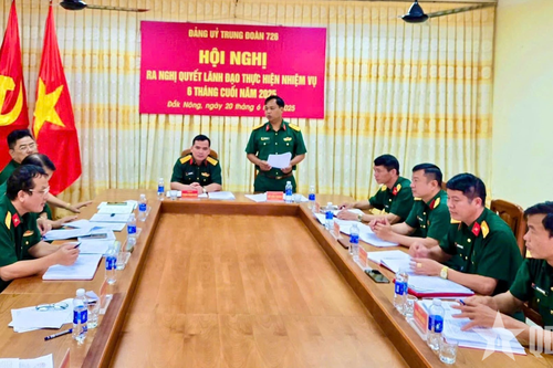 Trung đoàn 726 ra nghị quyết lãnh đạo thực hiện nhiệm vụ 6 tháng cuối năm