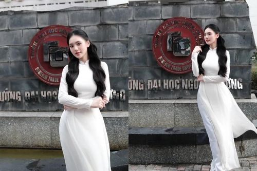 Hot girl ngoại thương duyên dáng trong tà áo dài