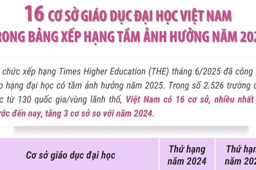 16 trường ĐH Việt Nam trong bảng xếp hạng tầm ảnh hưởng năm 2025
