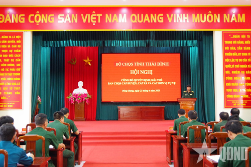 Bộ CHQS tỉnh Thái Bình tổ chức công bố quyết định giải thể Ban CHQS các huyện, thành phố
