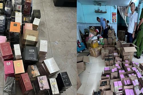 Công an công bố hình ảnh khám xét kho hàng, thu 10.000 chai nước hoa Chanel, Dior giả