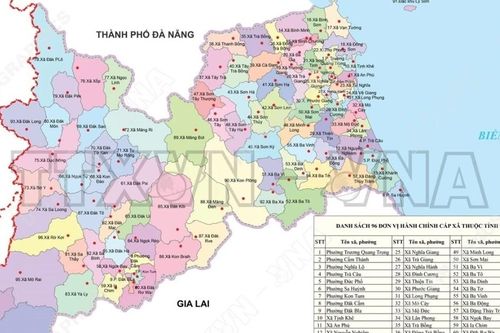 96 đơn vị hành chính cấp xã của tỉnh Quảng Ngãi năm 2025