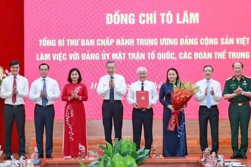 Tổng Bí thư Tô Lâm làm việc với Đảng ủy Mặt trận Tổ quốc, các đoàn thể Trung ương