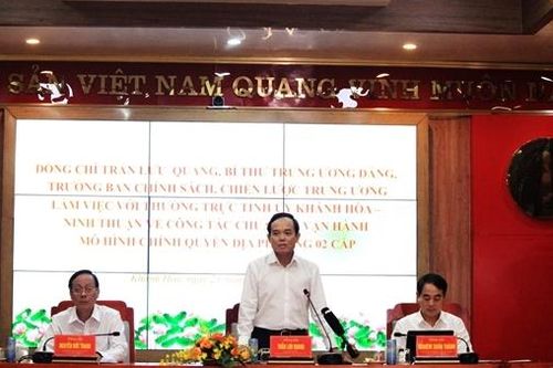 Trưởng ban Chính sách, chiến lược Trung ương làm việc với hai tỉnh Khánh Hòa, Ninh Thuận về công tác vận hành chính quyền địa phương 2 cấp