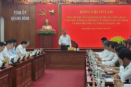 Tổng Bí thư Tô Lâm làm việc với Ban Thường vụ Tỉnh ủy Quảng Bình và Quảng Trị