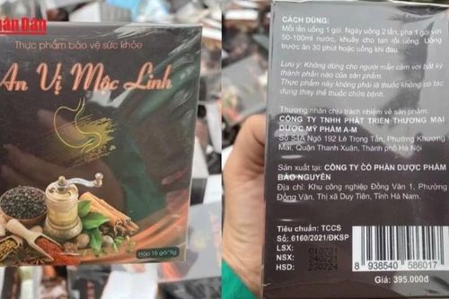 Cảnh báo không dùng thực phẩm bảo vệ sức khỏe An vị Mộc Linh