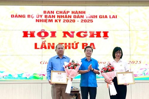 Trao kỷ niệm chương 'Vì sự nghiệp xây dựng tổ chức Công đoàn' cho 2 đồng chí lãnh đạo tỉnh Gia Lai