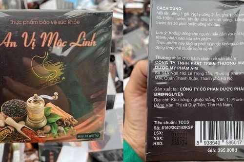Cảnh báo người tiêu dùng không sử dụng thực phẩm bảo vệ sức khỏe An vị Mộc Linh