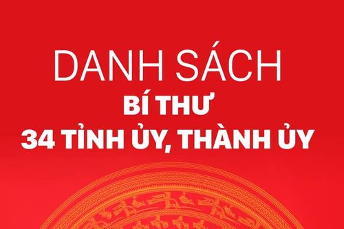 Danh sách bí thư 34 tỉnh ủy, thành ủy