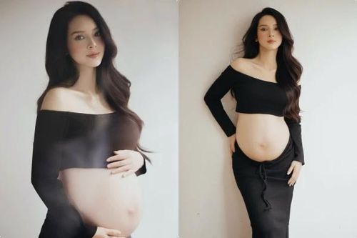 Quỳnh Lương đẹp dịu dàng khoe bụng bầu cuối thai kỳ