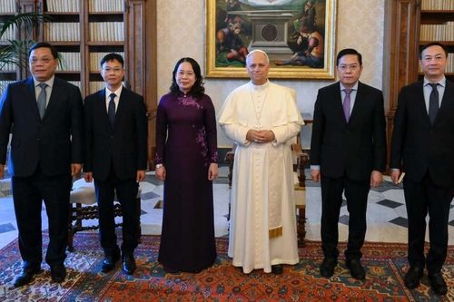 Phó Chủ tịch nước Võ Thị Ánh Xuân chào Giáo hoàng Leo XIV