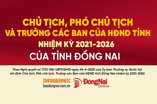 [Infographic] Danh sách Thường trực HĐND tỉnh Đồng Nai nhiệm kỳ 2021-2026