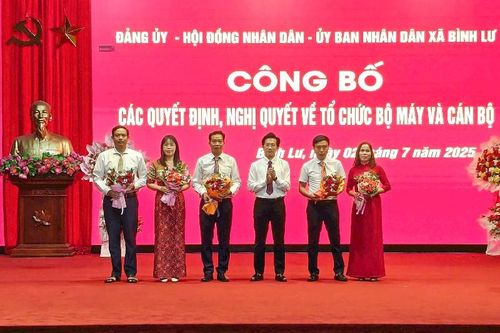 Lễ công bố các quyết định, nghị quyết về tổ chức bộ máy và cán bộ xã Bình Lư