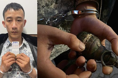 Khống chế đối tượng tàng trữ ma túy cầm vật giống lựu đạn