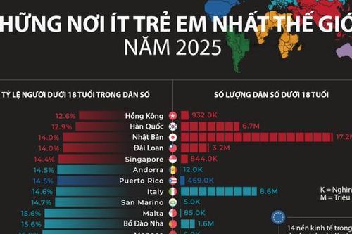 Những nền kinh tế ít trẻ em nhất thế giới năm 2025