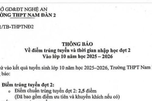 Nghệ An: Một thí sinh đỗ lớp 10 với 2,5 điểm trong đợt tuyển sinh bổ sung