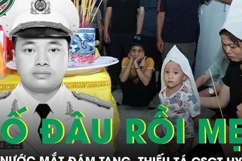Đẫm nước mắt hình ảnh hai đứa trẻ bên di ảnh Thiếu tá hy sinh ở Lai Châu và câu hỏi 'Bố đâu rồi mẹ?'